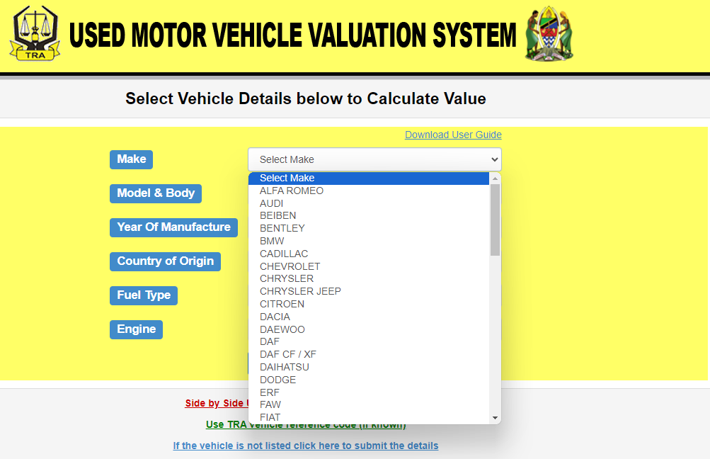 1707256112 505 TRA Calculators Calculating PAYE 038 Vehicle Value TRA Calculators: Calculating PAYE & Vehicle Value
