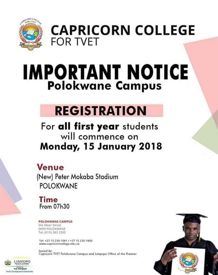 Capricorn TVET College Registration 2019 Courses Eligibility Criteria and Admission Capricorn TVET College Registration 2019 Courses, Eligibility Criteria and Admission Procedure.