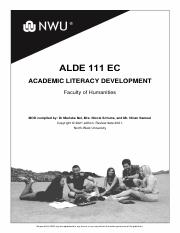 alde 111 NWU ALDE 111 Registration – North-West University