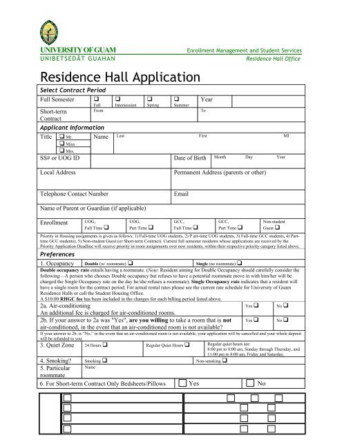 residence application 5 CUT Residence Application & Status