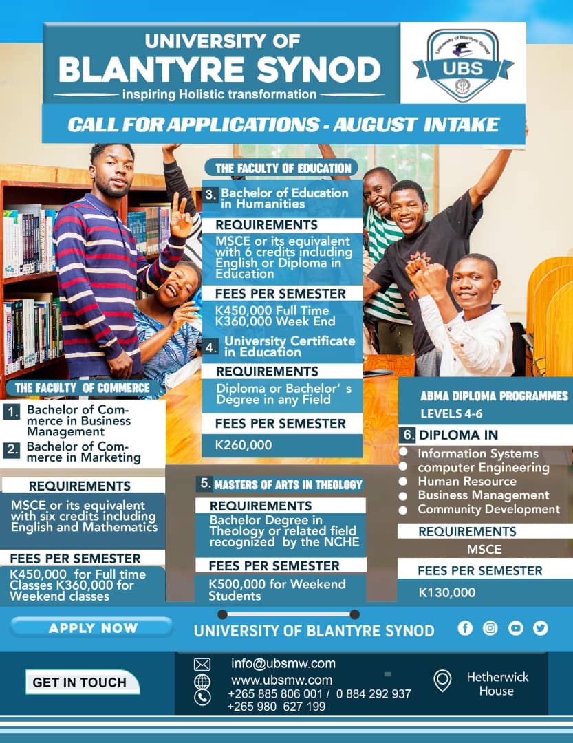 synod university Nkhoma Synod University Application form 2023/2024 